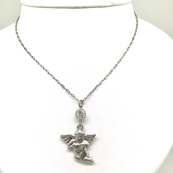 NWT SS guardian angel and crystal dangle necklace - Picture 2 of 7